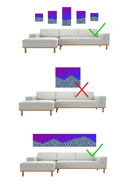 wandbilder richtig platzieren sofa