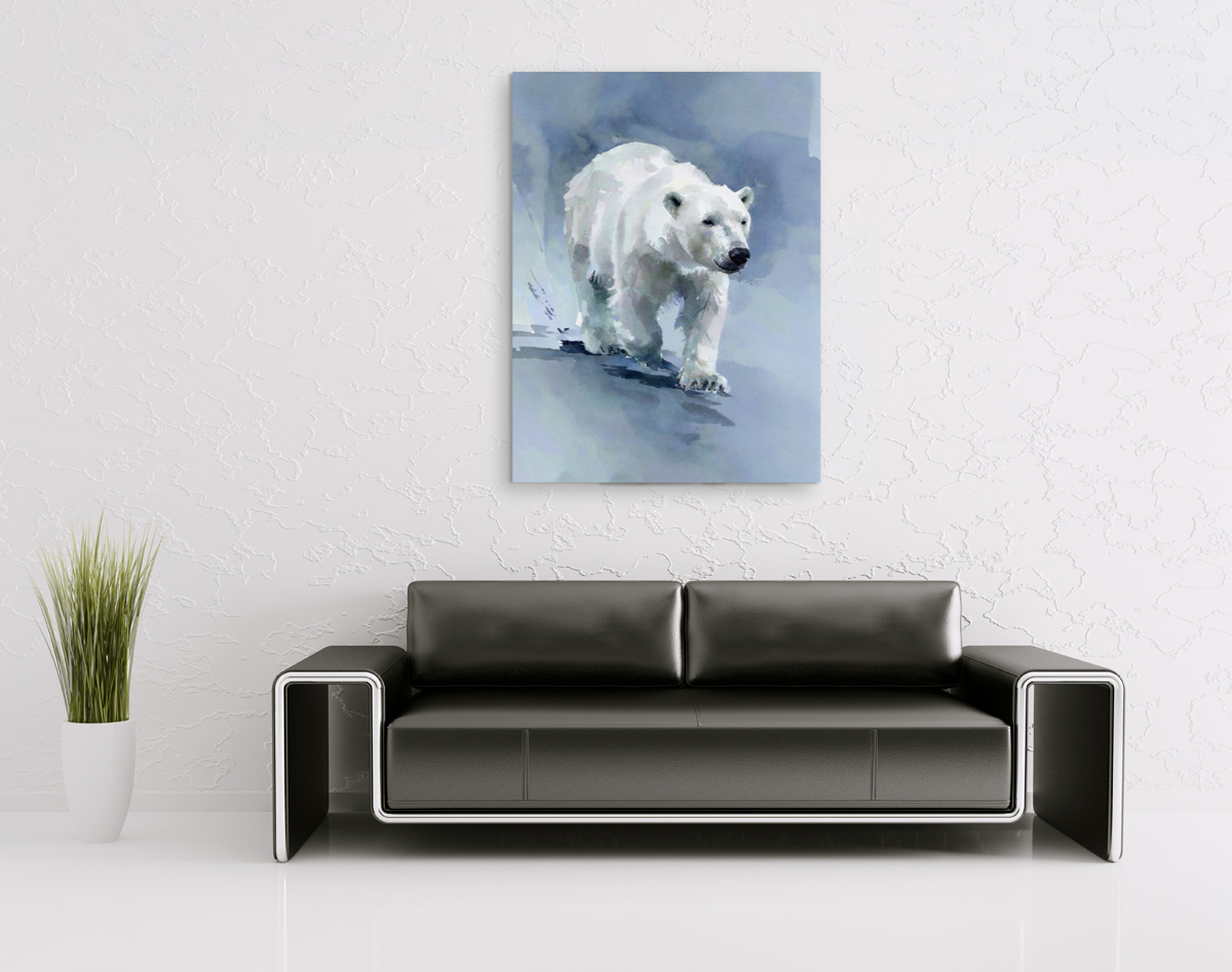214-1757-wohnzimmer-Eisbear-im-Schnee-bild-xxl-digitaldruck