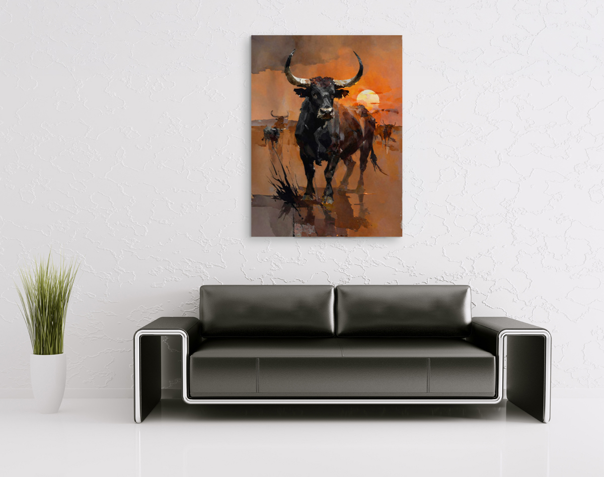 214-1777-wohnzimmer-Büffel-bei-Sonnenuntergang-original-museum