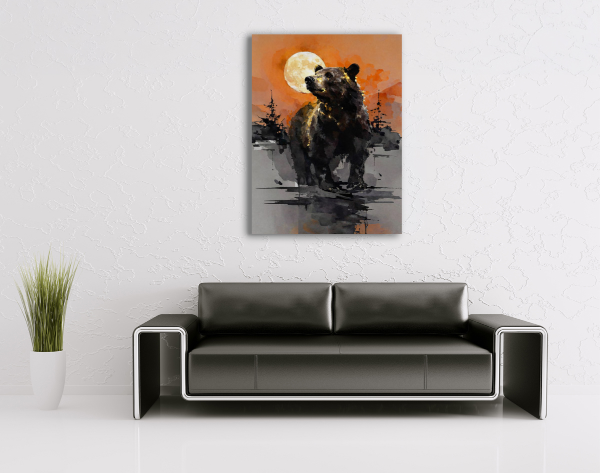 214-1758-wohnzimmer-Braunbear-bei-Sonnenuntergang-einzigartig-exklusive-bilder
