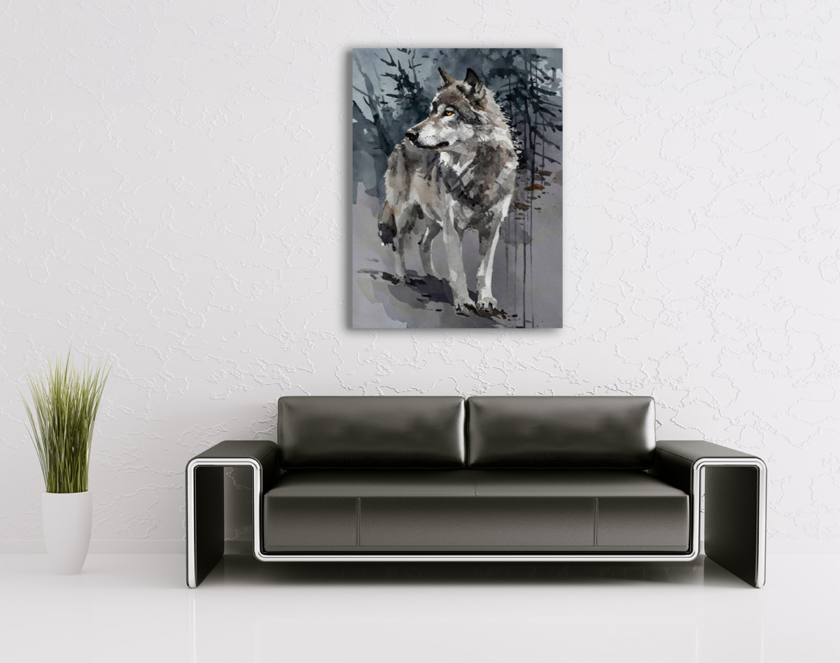 214-1771-wohnzimmer-Wolf-im-Wald-kunstklassiker-malerei
