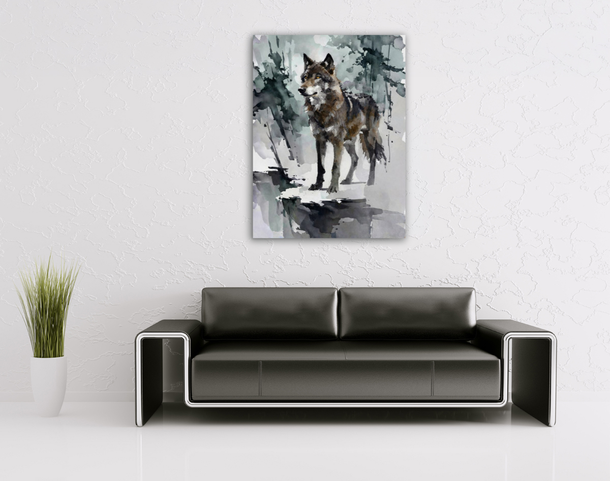 214-1773-wohnzimmer-Wolf-im-winterlichen-Wald-leinwandbilder-onlineshop
