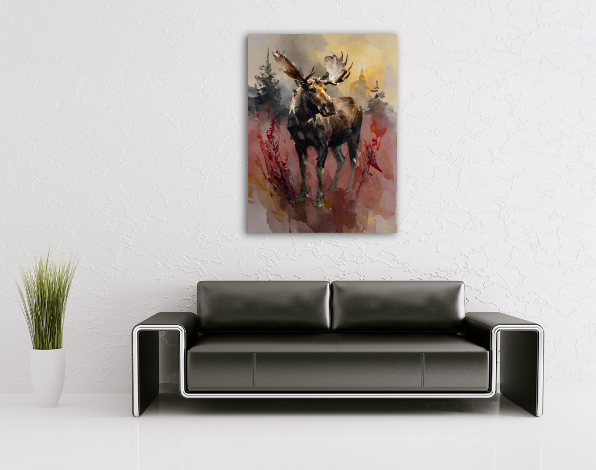 214-1787-wohnzimmer-Elch-am-Waldrand-wechselbilderrahmen-xxl-bilder
