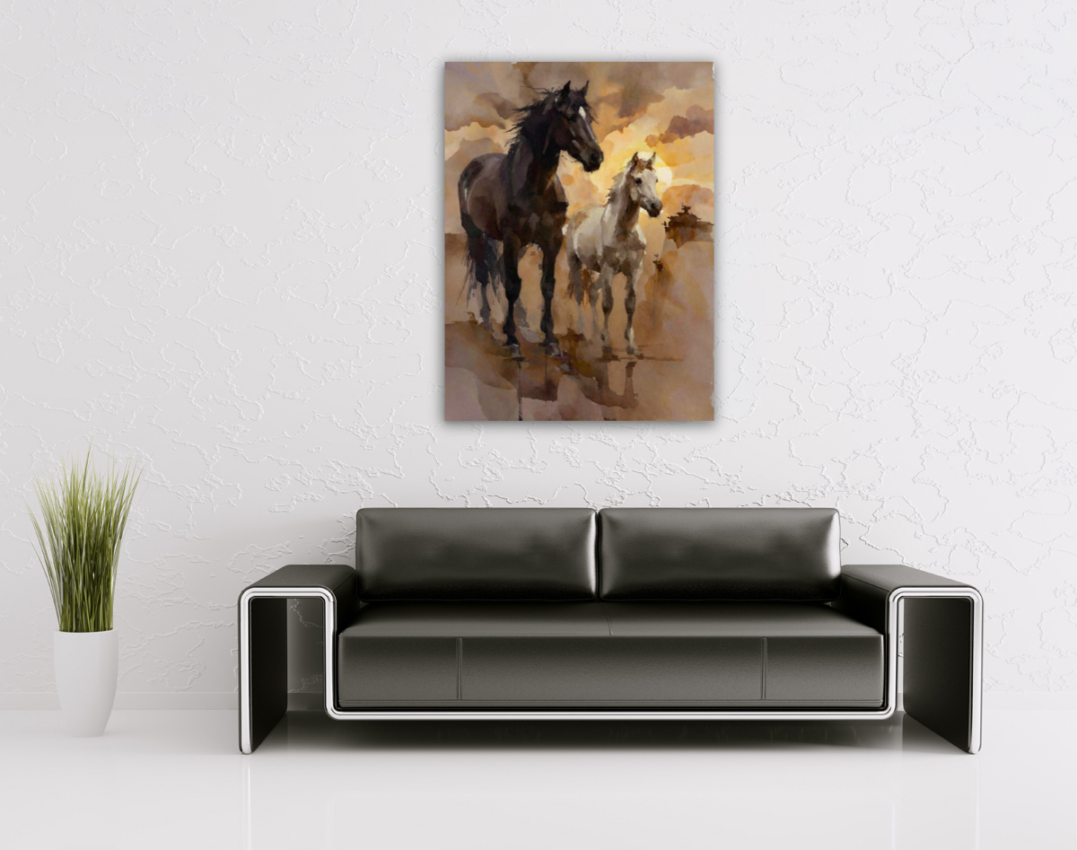 214-1800-wohnzimmer-Pferd-mit-Fohlen-beruehmter-kuenstler-acrylglasbilder