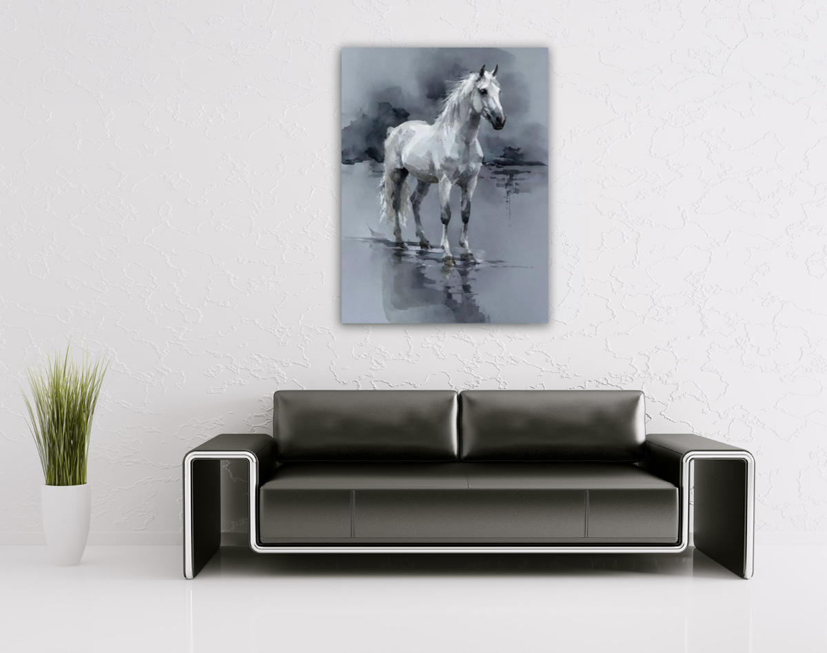 214-1806-wohnzimmer-weisses-Pferd-grauem-Hintergrund-galerie-qualitaet-gratis-versand