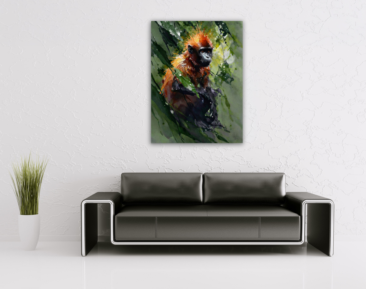 214-1808-wohnzimmer-Aeffchen-in-den-Tropen-kunstdrucke-auf-leinwand-limitiert
