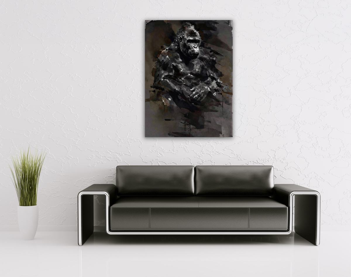 214-1811-wohnzimmer-Gorilla-vor-dunklem-Hintergrund-wechselbilderrahmen-zufriedene-kunden