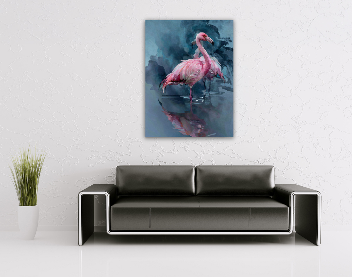 214-1812-wohnzimmer-rosa-Flamingos-im-Wasser-zeitgenoessische-kunst-prints