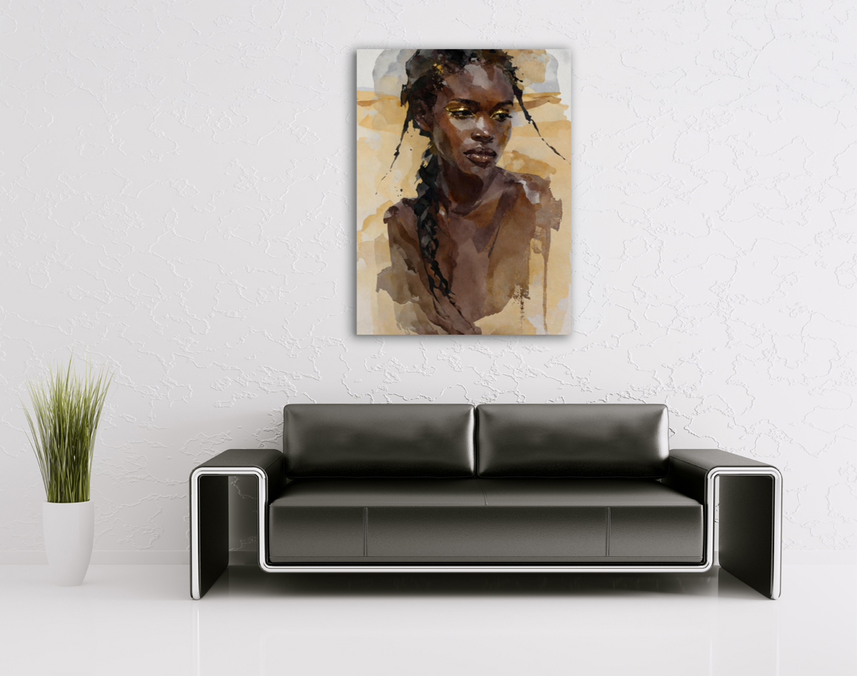 206-1838-wohnzimmer-dunkelhaeutiges-Maedchen-in-Gold-gratis-versand-gemaelde