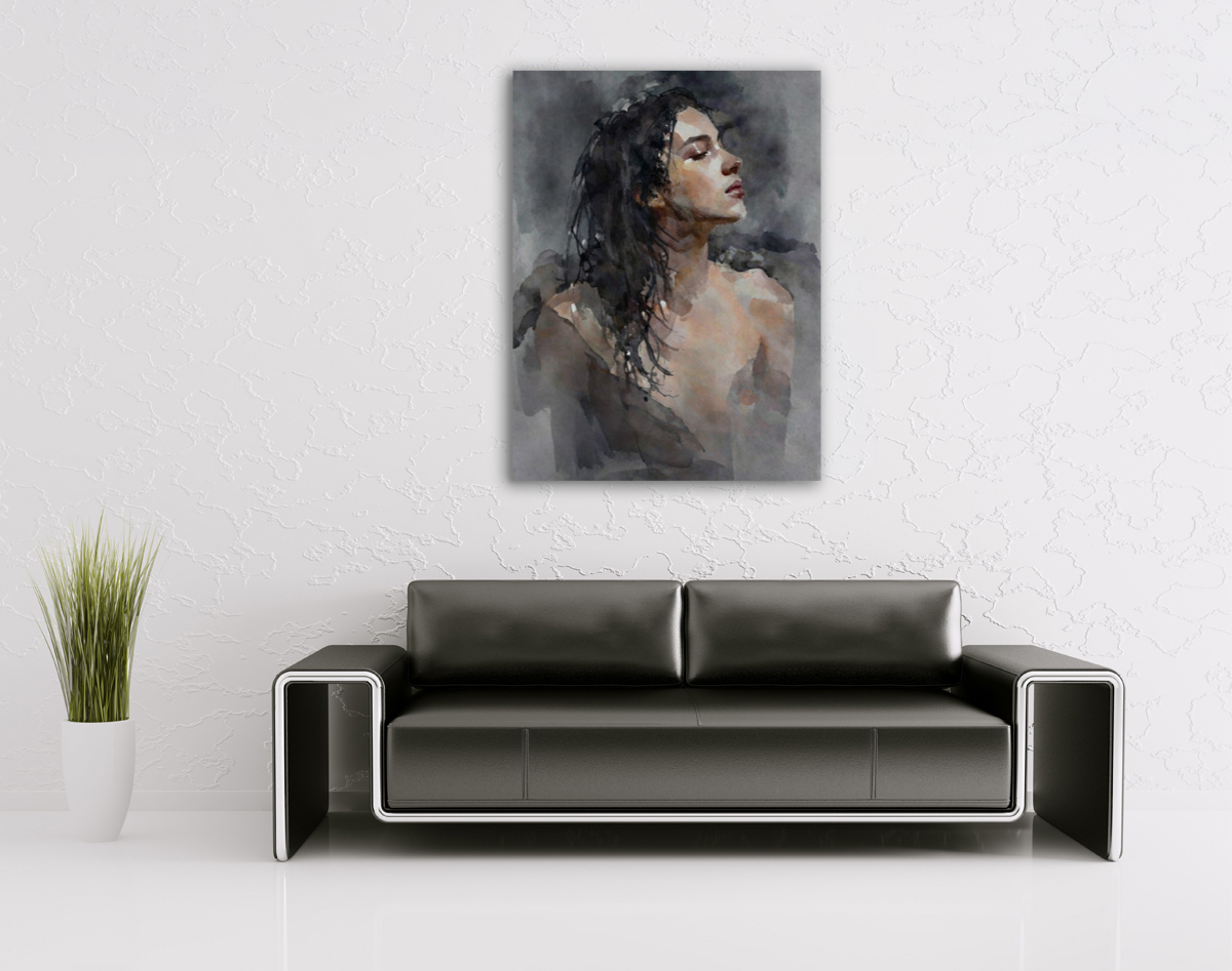206-1844-wohnzimmer-Maedchen-vor-grauem-Hintergrund-kunst-bilder-leinwanddrucke