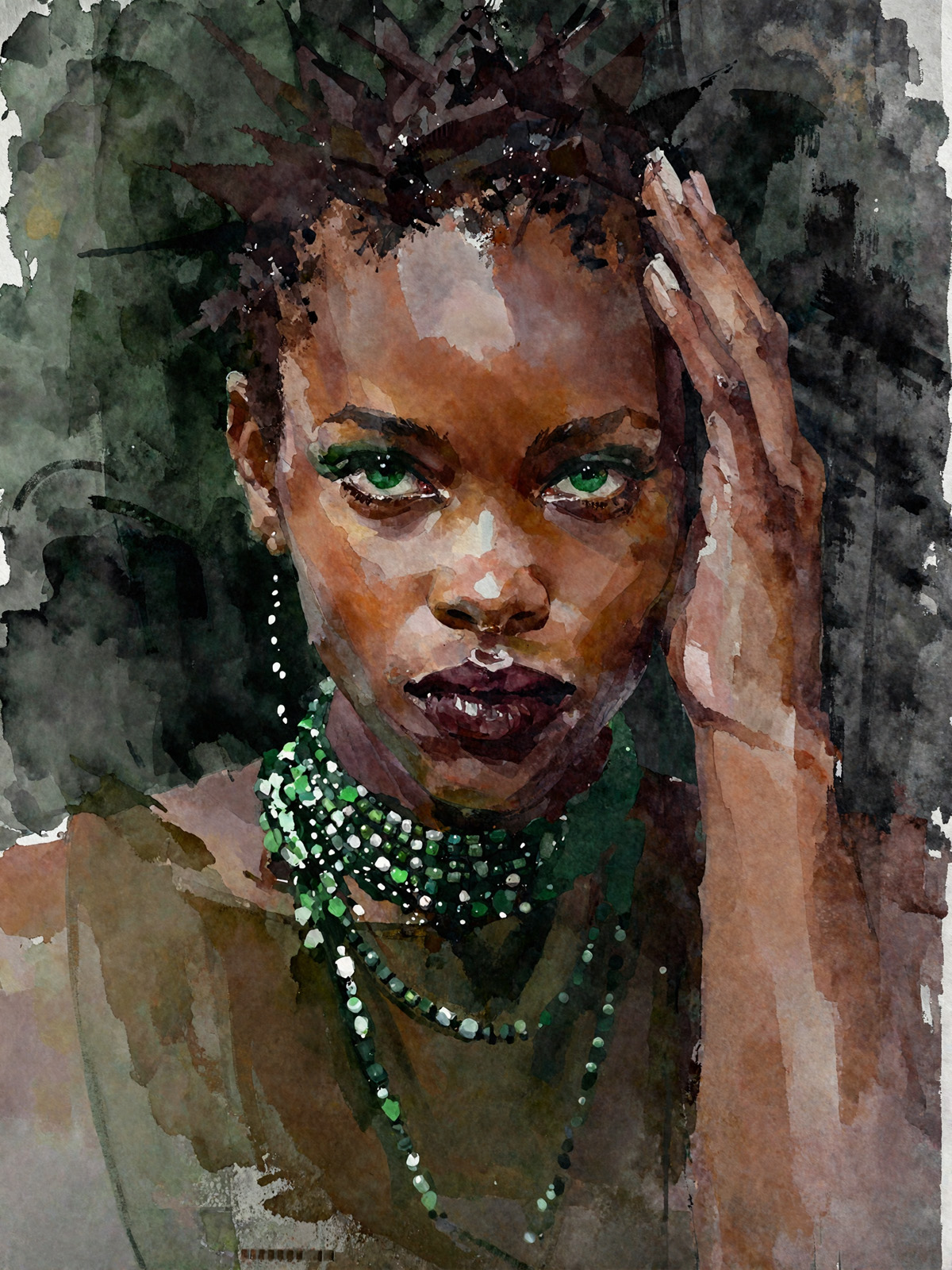 206-1845-afrikanisches-Maedchen-mit-gruenen-Augen-und-Perlen-kunst-bilder-kaufen-limitiert.jpg