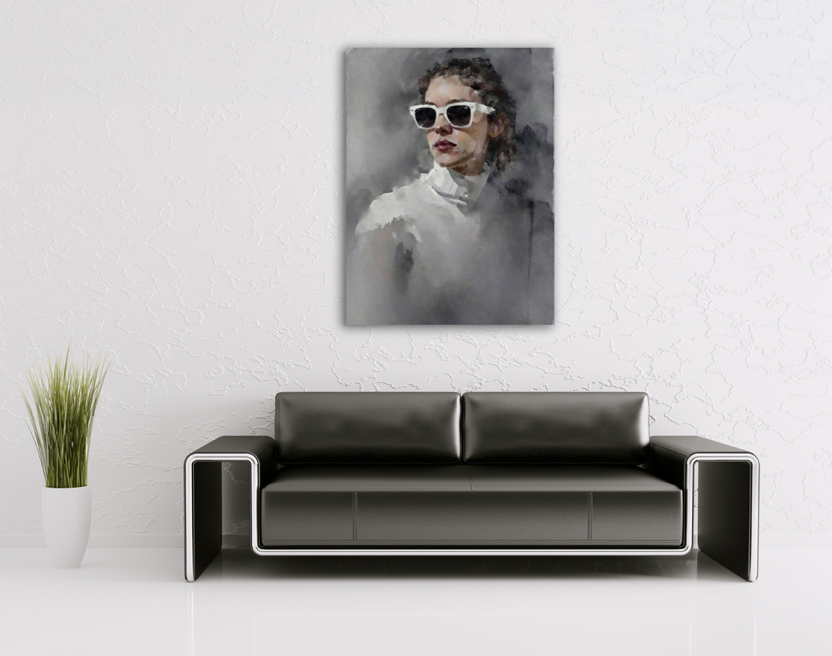 206-1899-wohnzimmer-Maedchen-mit-Sonnenbrille-in-weiss-reproduktionen-digitaldruck