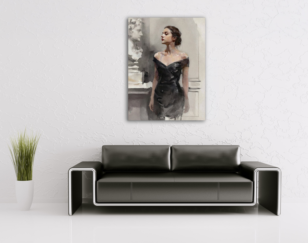 206-1913-wohnzimmer-elegantes-Maedchen-im-schwarzen-Kleid-als-Muse-bild-kaufen-online-express-druck