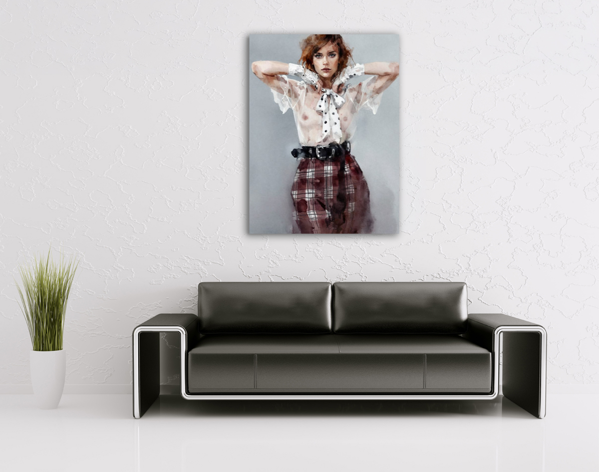 206-2061-wohnzimmer-Frau-in-durchsichtiger-Bluse-zeitgenoessische-kunst-museum