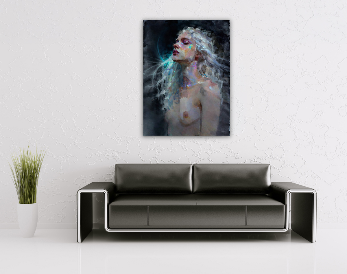 206-2032-wohnzimmer-nackte-Frau-in-Glitzerkleidung-kunstdruck-gerahmt