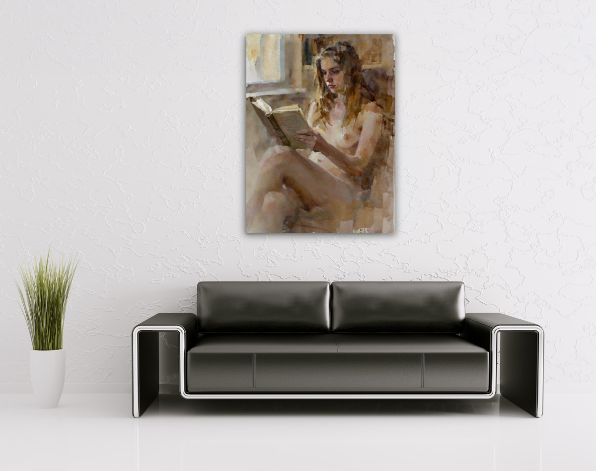 206-2037-wohnzimmer-nackte-Frau-liest-ein-Buch-kunstdruck-raeumliche-gestaltung