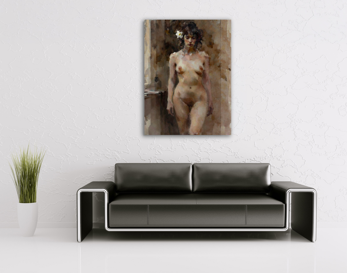 206-2048-wohnzimmer-nackte-Frau-mit-Blume-im-Haar-poster-top-qualitaet