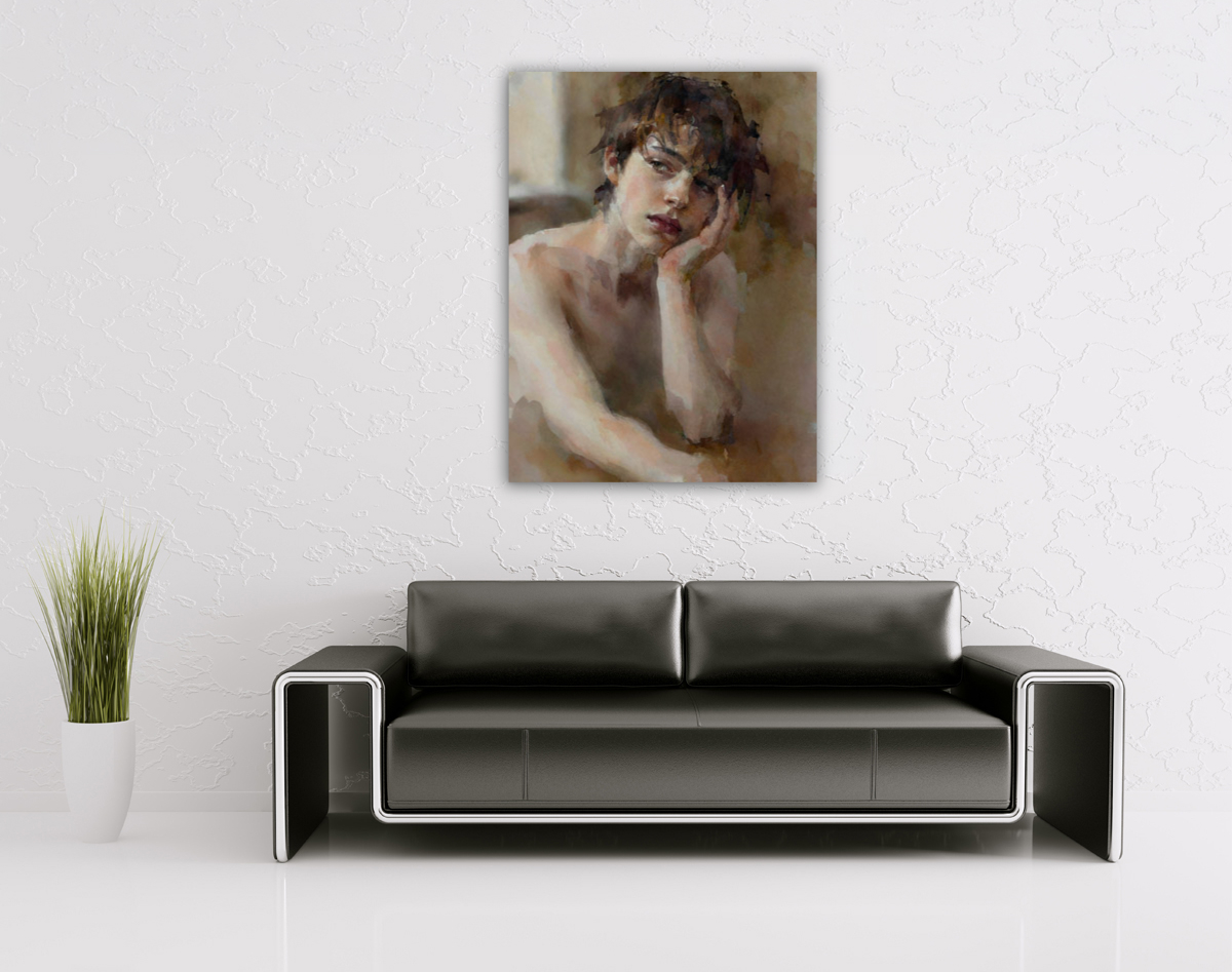 206-1950-wohnzimmer-nachdenkliches-model-kunstdruck-leinwanddruck