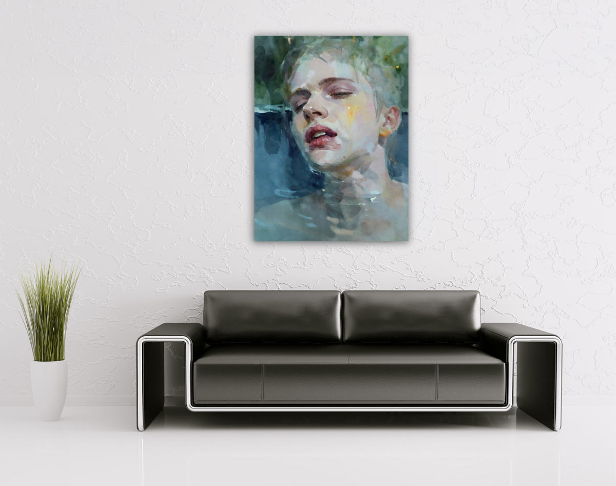 206-1954-wohnzimmer-Maedchen-im-Schwimmbad-kunstklassiker-unikat-original