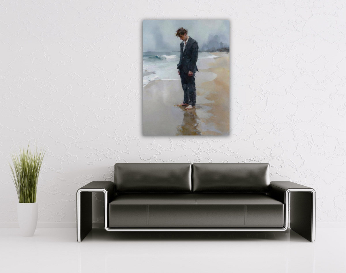 206-1957-wohnzimmer-Mann-im-anzug-am-strand-leinwanddrucke-digitaldruck