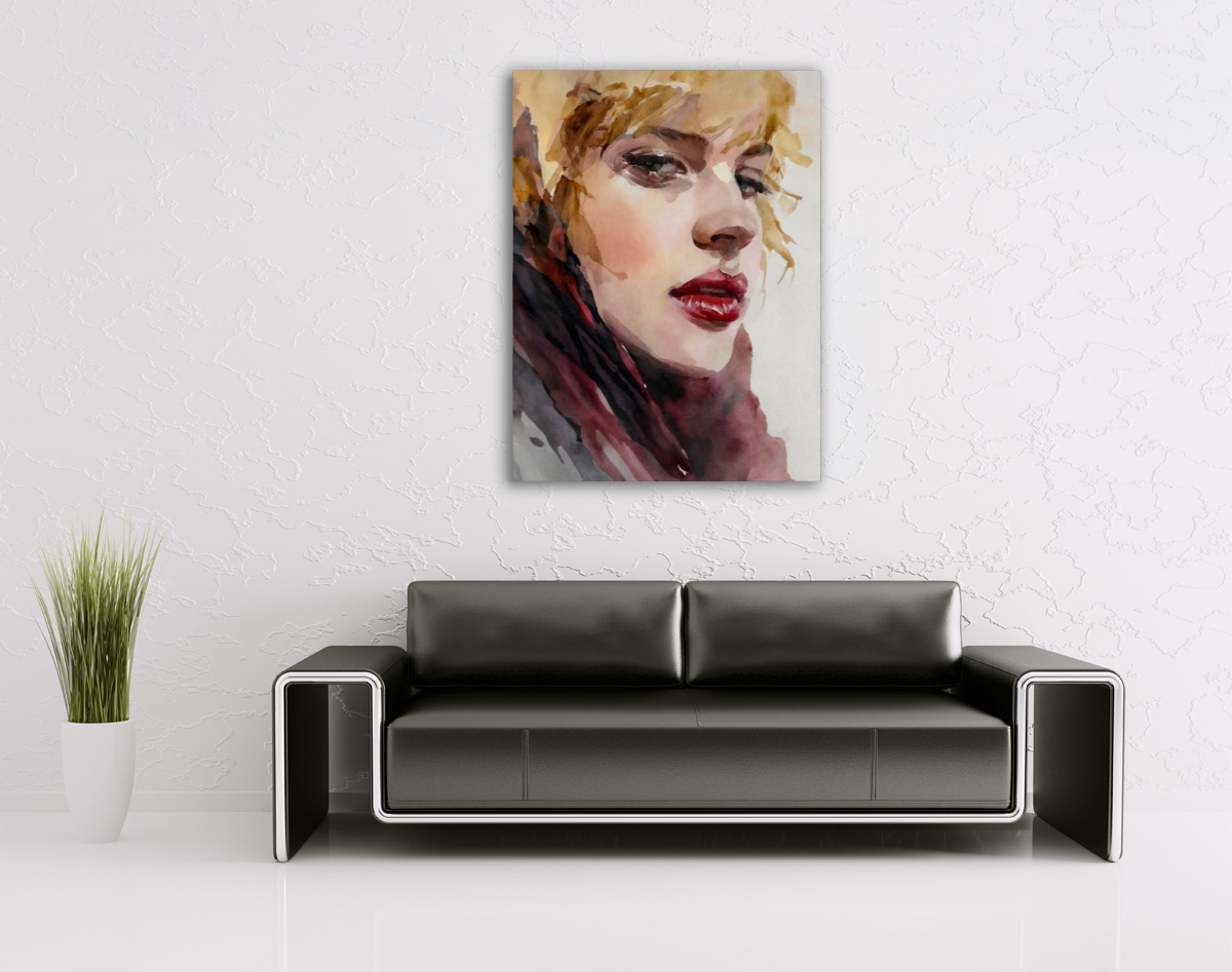 206-1959-wohnzimmer-Blondine-mit-roten-Lippen-malerei-zeitgenoessische-kunst