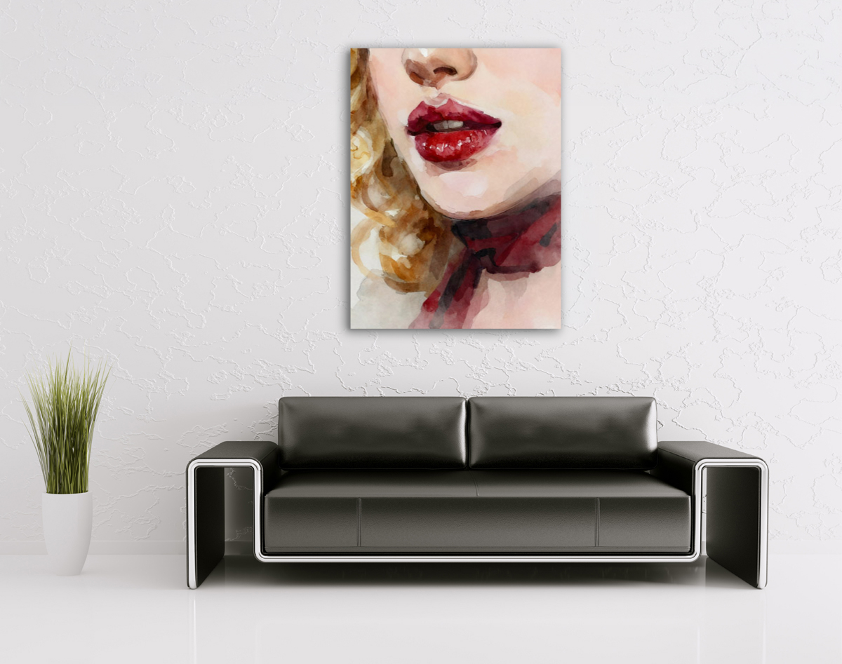 206-1962-wohnzimmer-roten-Lippen-Frau-in-rotem-Kleid-onlineshop-geschenk-idee