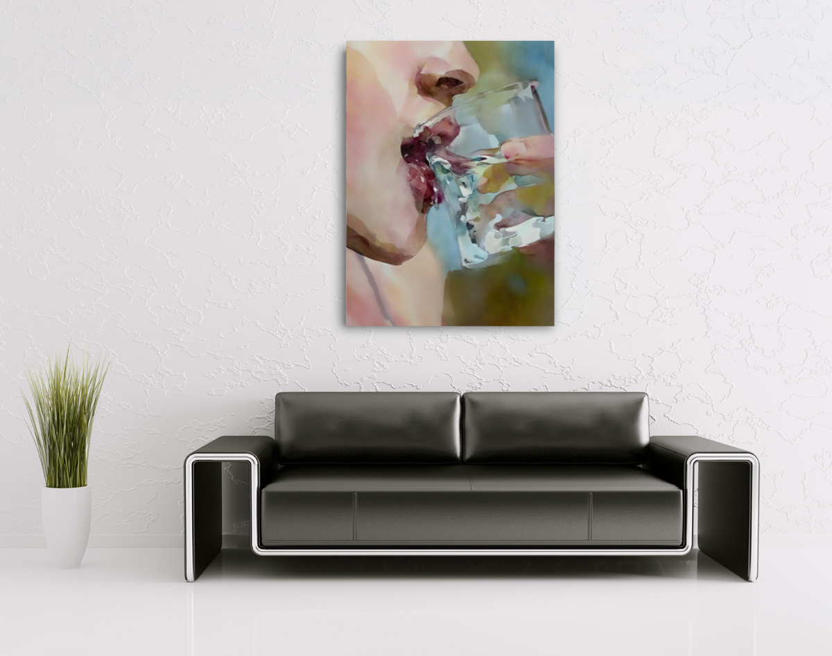 206-1963-wohnzimmer-Frau-und-ein-Glas-Roks-Lippen-original-unikat