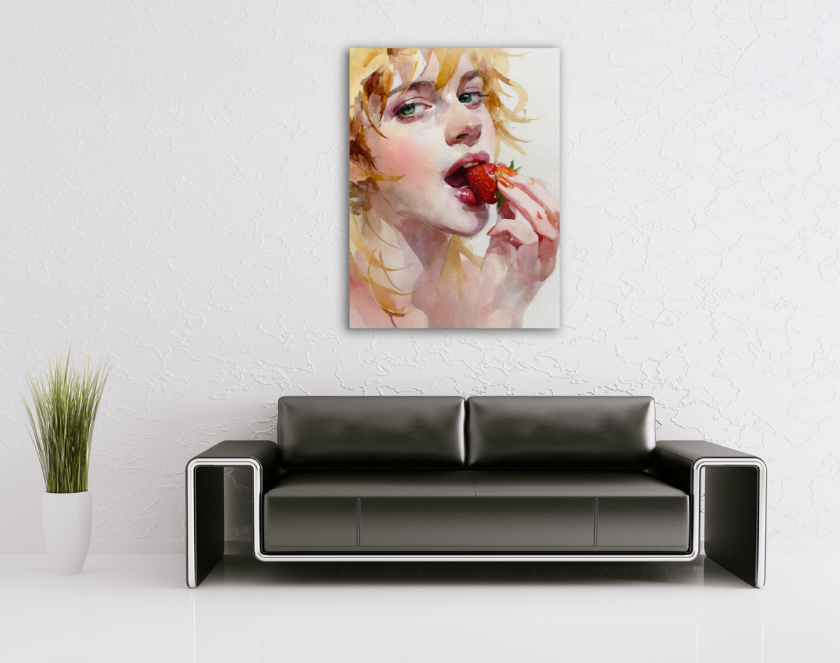206-1966-wohnzimmer-Blondine-isst-Erdbeeren-praesentation-galerie-qualitaet
