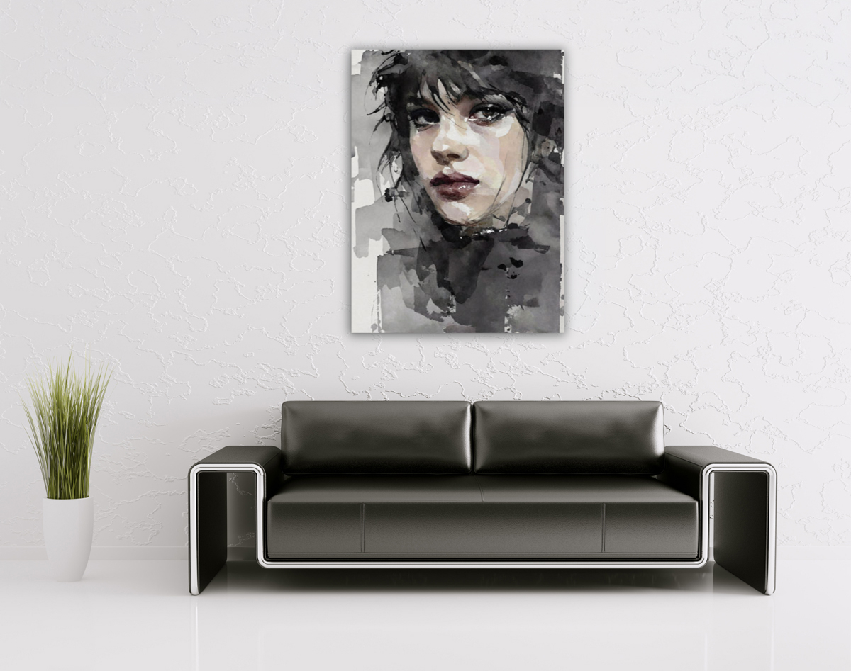 206-2019-wohnzimmer-Gesicht-einer-Frau-in-schwarzen-Farbtoenen-wandbilder-zeitgenoessische-fotografie