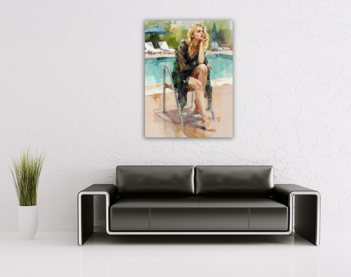 206-2018-wohnzimmer-Blondine-am-Pool-wandbilder-beruehmter-fotograf