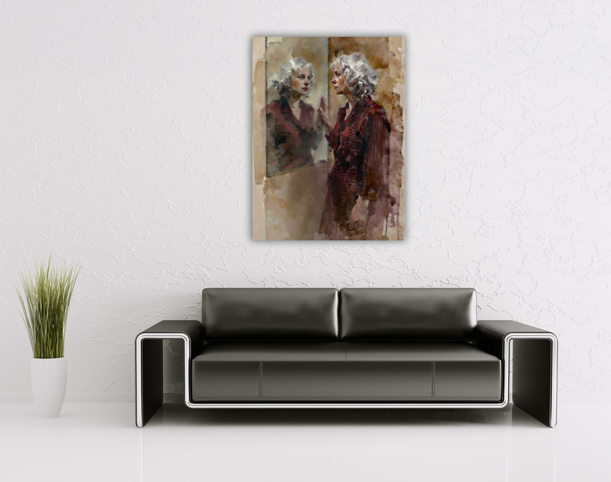 206-2015-wohnzimmer-alte-Frau-vor-Spiegel-wandbilder-hochwertige-sonderanfertigungen