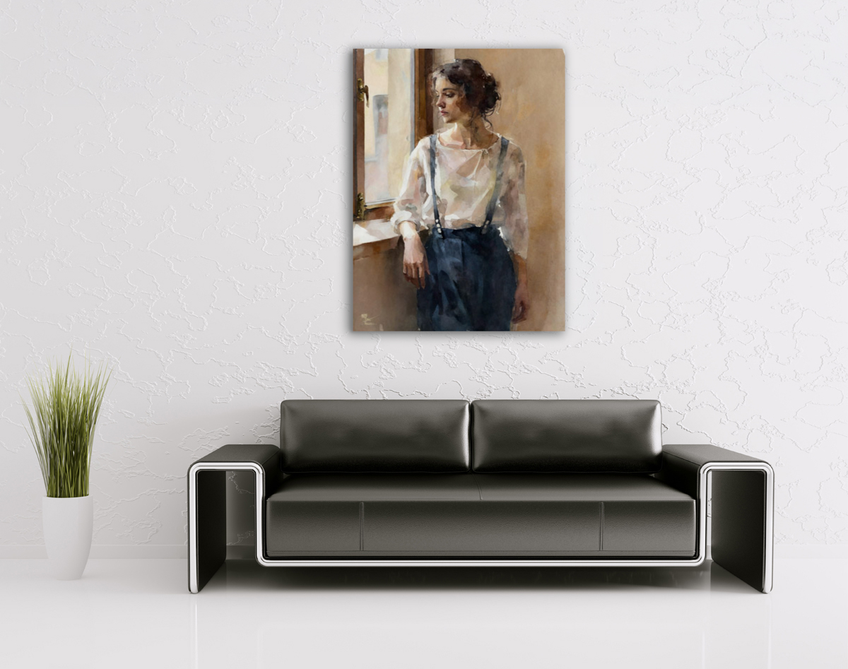 206-1987-wohnzimmer-huebsches-Maedchen-am-Fenster-retro-kunst-impressionismus