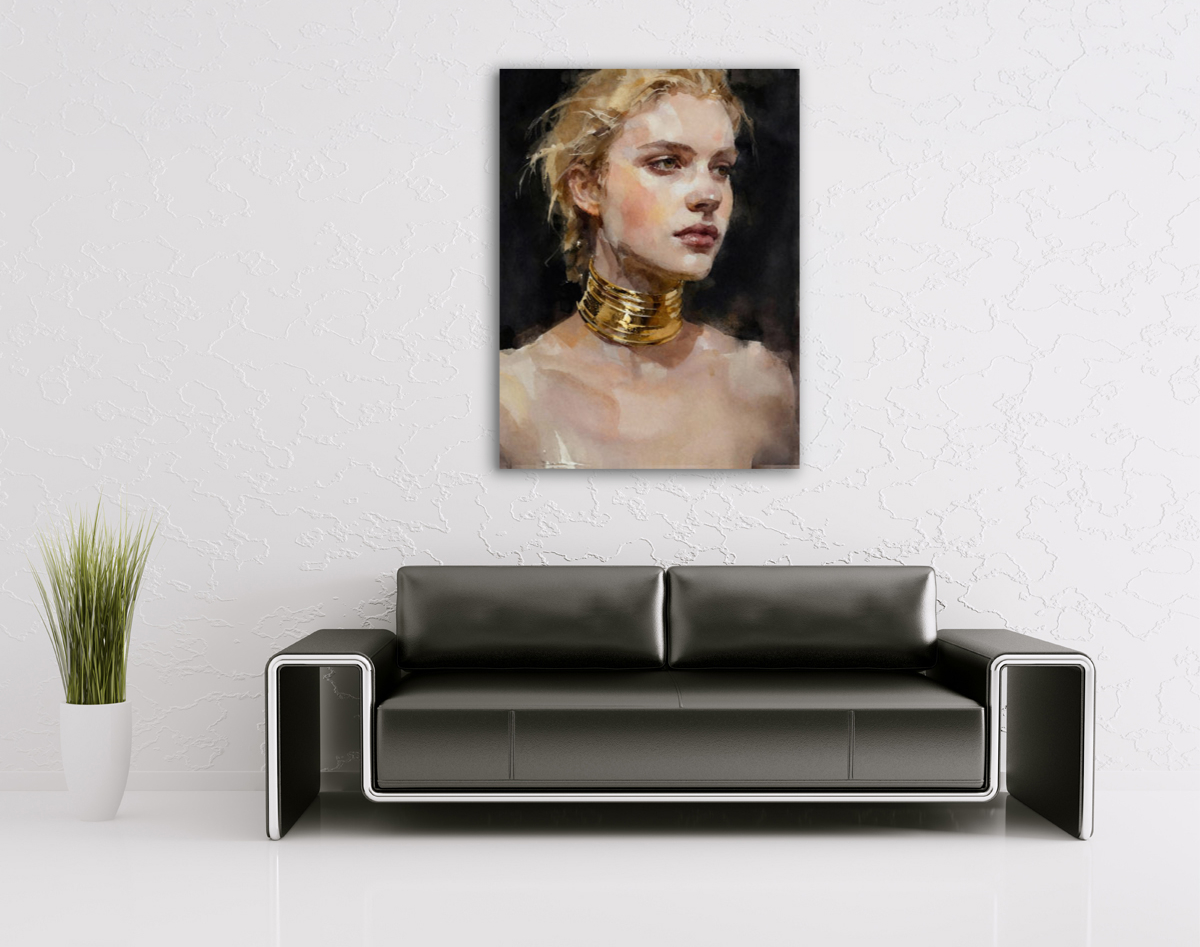 206-1988-wohnzimmer-Blondine-mit-goldenem-Halsring-vintage-bilder-kunstklassiker