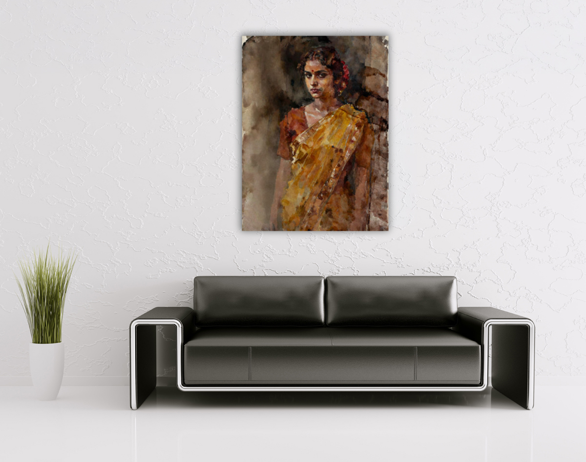 206-2003-wohnzimmer-Frau-Indien-im-Sari-esszimmer-wandbild-landschaftsfotos