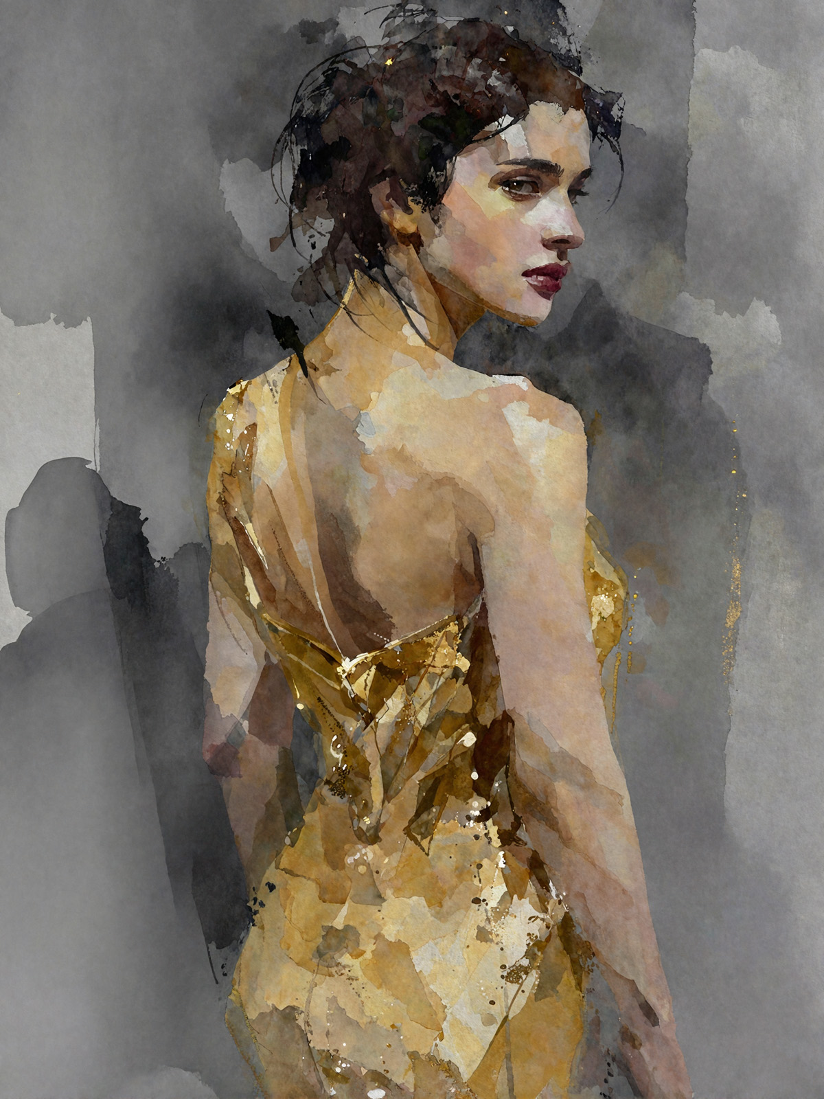 206-1828-goldenes-Kleid-frau-schlafzimmer-beruehmter-kuenstler-bild-xxl