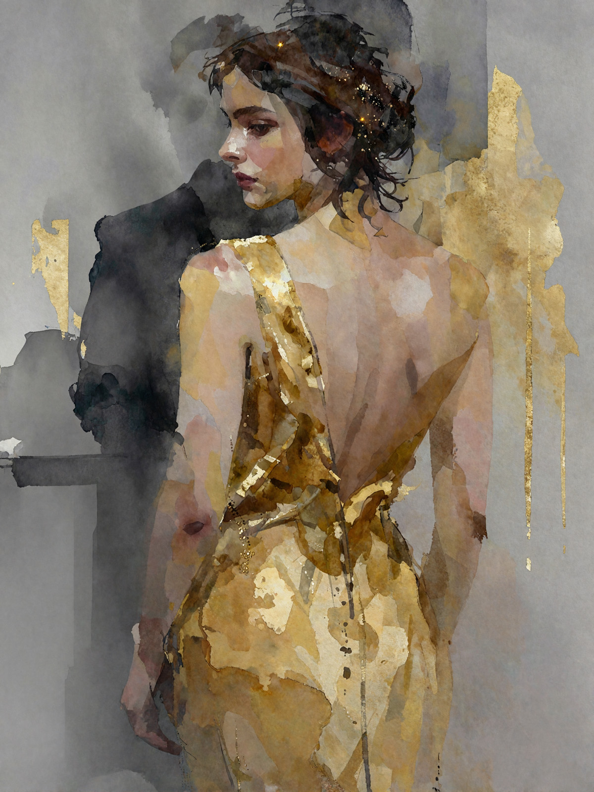 206-1829-frau-in-goldenem-Kleid-bild-kaufen-bilderrahmen
