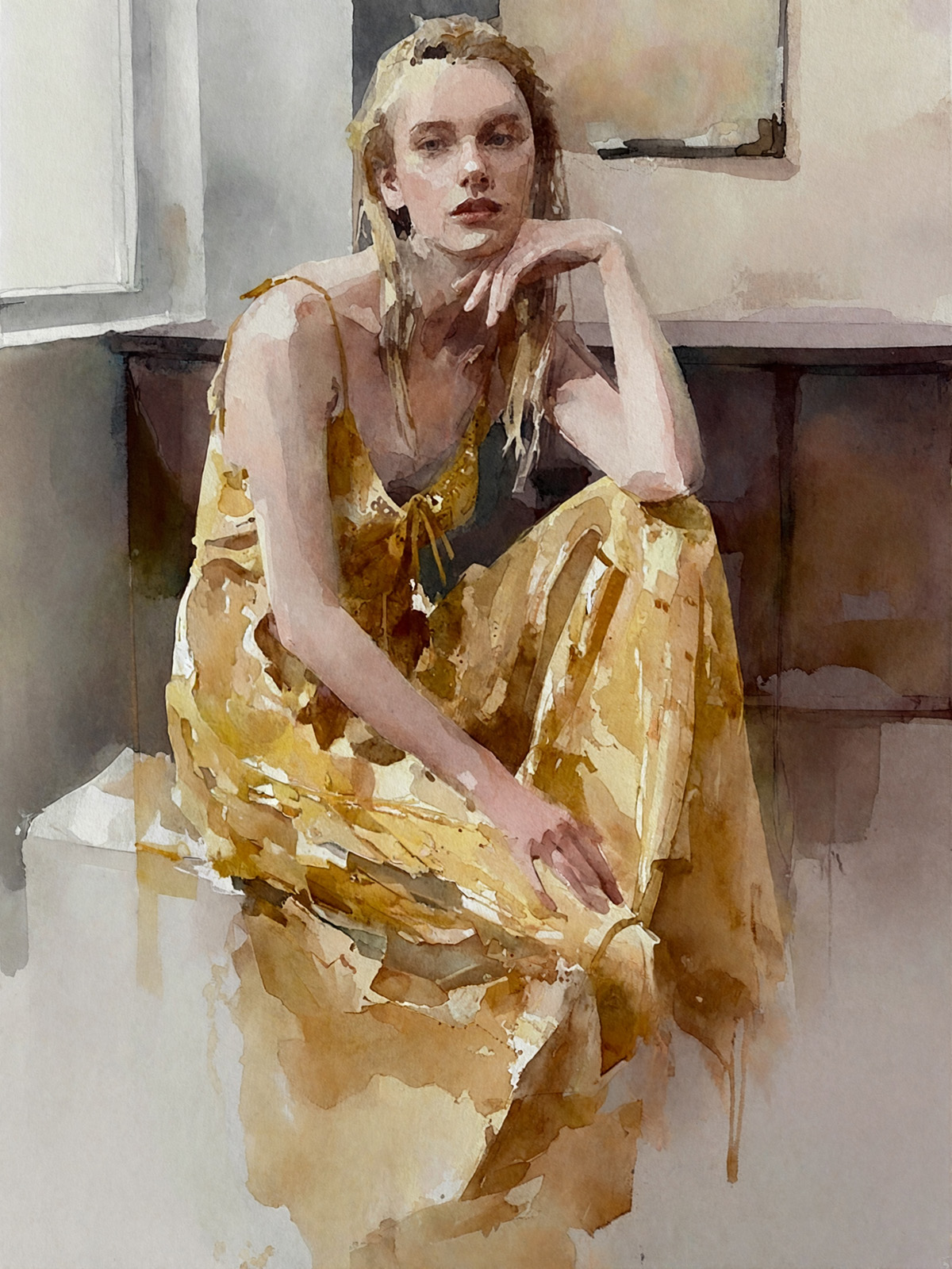 206-1880-blondes-Maedchen-in-gelbem-Kleid-bild-kaufen-wandbilder-xxl