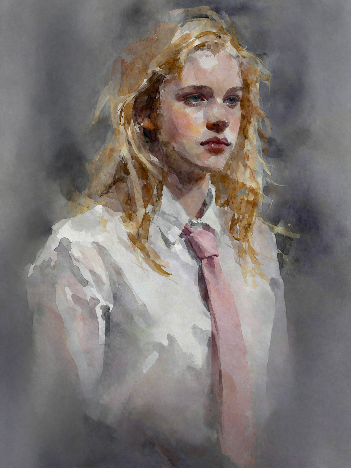 206-1902-Blondine-in-Hemd-und-Krawatte-acrylglasbild-alu-dibond-bilder