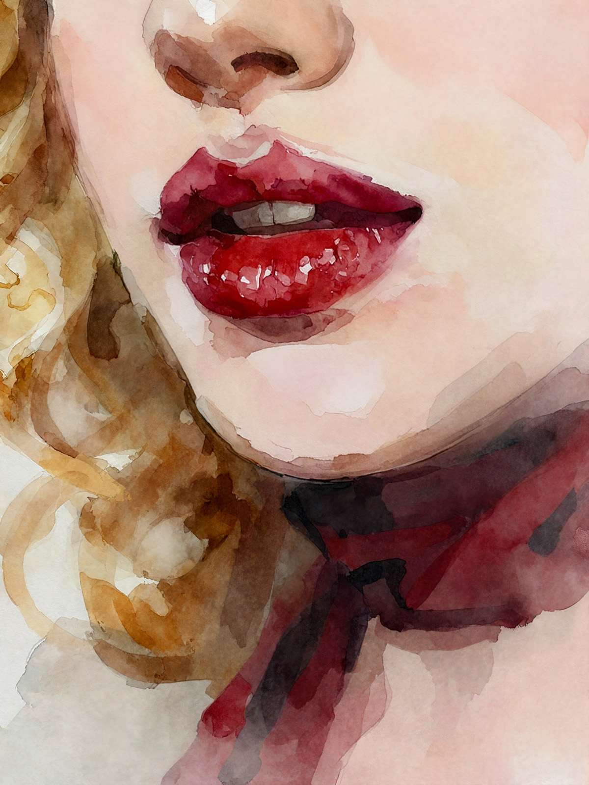 206-1962-roten-Lippen-Frau-in-rotem-Kleid-onlineshop-geschenk-idee