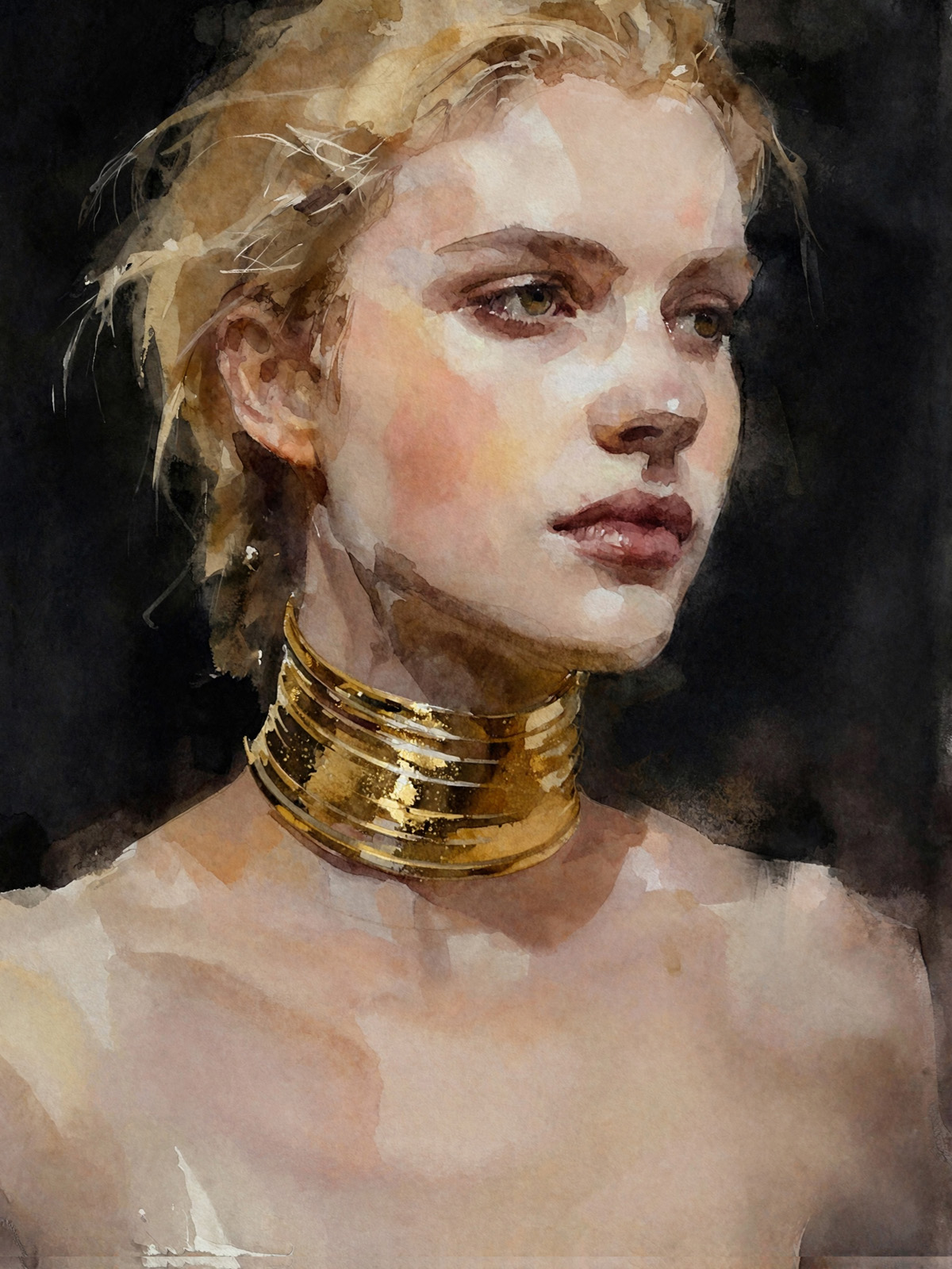 206-1988-Blondine-mit-goldenem-Halsring-vintage-bilder-kunstklassiker