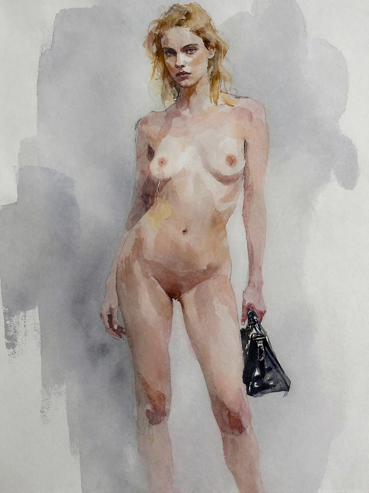 206-2060-nackte-Blondine-mit-Tasche-zeitgenoessische-kunst-galerie