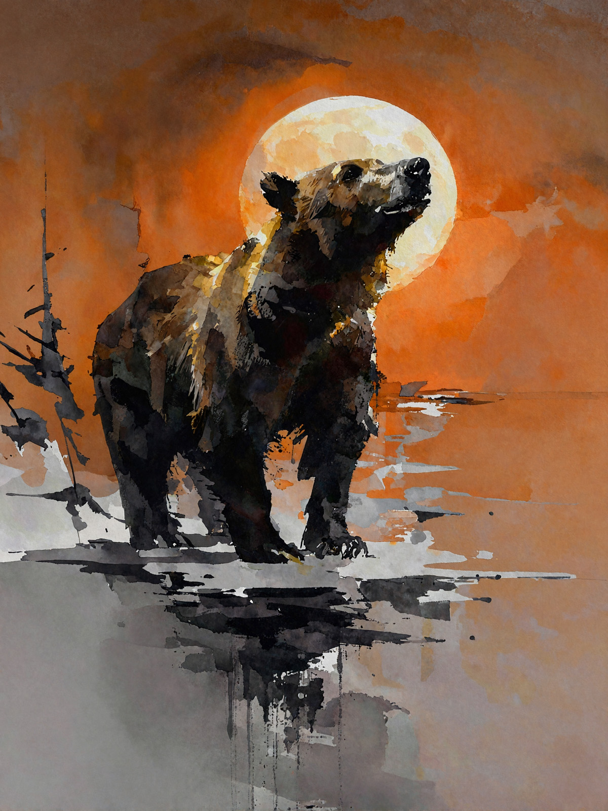 214-1767-Braunbear-am-Wasser-jeglichen-rahmen-kunstdruck