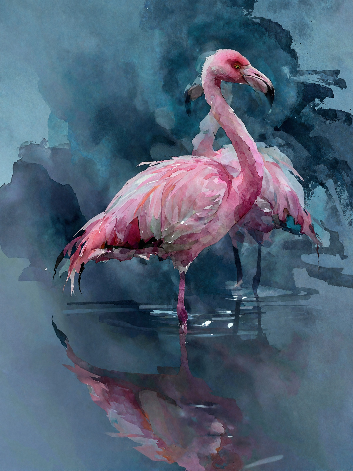 214-1812-rosa-Flamingos-im-Wasser-zeitgenoessische-kunst-prints